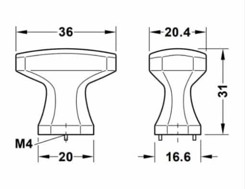 Quả nắm tủ H2185 Hafele 106.70.173 3 Quả Nắm Tủ H2185 Hafele 106.70.173