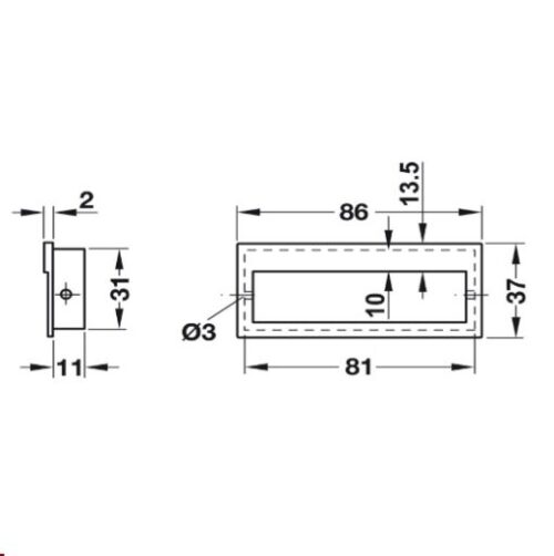 Tay nắm tủ âm 86mm Hafele 151.09.600 3 Tay Nắm Tủ Âm 86mm Hafele 151.09.600