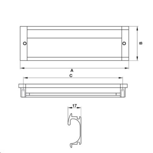 Tay nắm tủ âm 141mm Hafele 151.76.922 3 Tay Nắm Tủ Âm 141mm Hafele 151.76.922