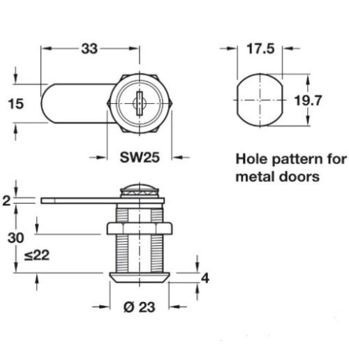 Khóa cốp Econo Hafele 235.19.211 3 Khóa cốp Econo Hafele 235.19.211