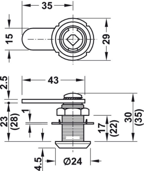 Vỏ khóa cốp SYMO 300 Hafele 235.88.621 3 Vỏ khóa cốp SYMO 300 Hafele 235.88.621