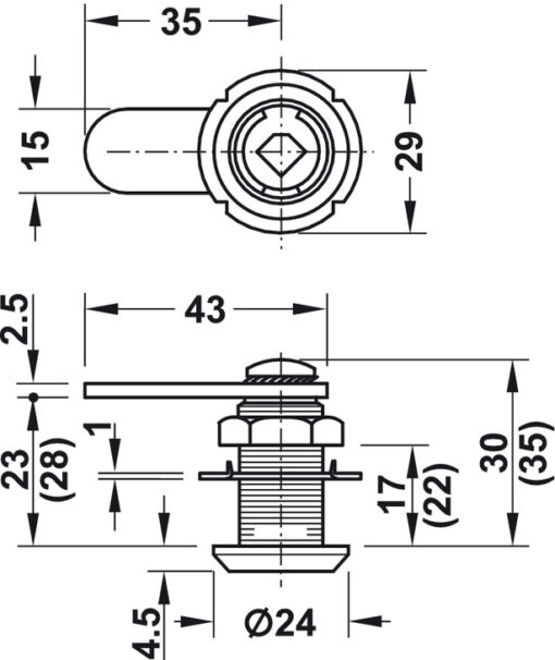 235.88.621_1 Vỏ khóa cốp SYMO 300 Hafele 235.88.621