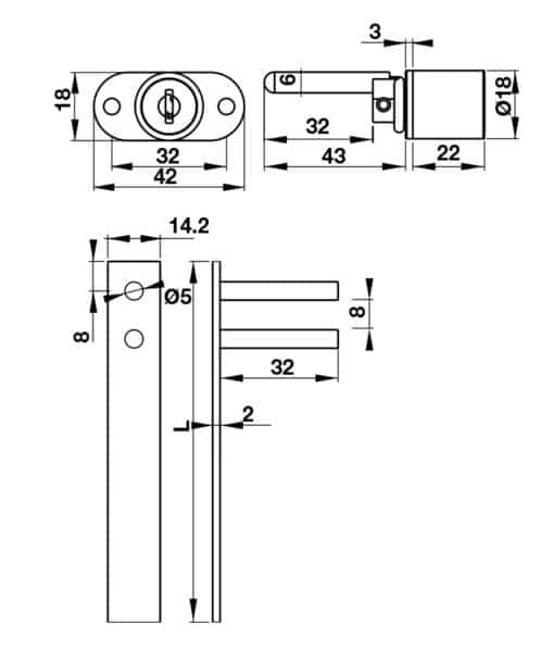 482.01.113_1 Bộ khóa tủ cho nhiều ngăn kéo Hafele 482.01.113