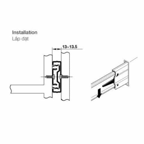 Ray bi không giảm chấn dài 400mm Hafele 494.02.453 3 Ray bi không giảm chấn dài 400mm Hafele 494.02.453
