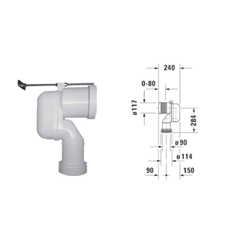 588.45.961 Bộ nối chuyển đổi đường xả dọc Duravit 588.45.961