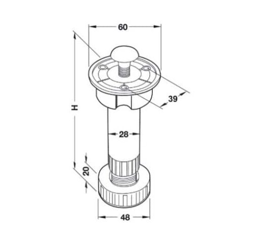 Chân tủ bằng nhựa 120mm Hafele 637.45.344 3 637.45.344 1