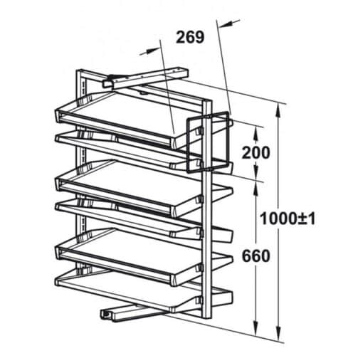 806.22.500_1 Kệ để giày 1000mm màu xám Hafele 806.22.500