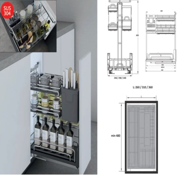 Giá để dao thớt đa năng nan oval (Quả Trám) Inoxen EV5035 Giá để dao thớt đa năng nan oval (Quả Trám) Inoxen EV5035