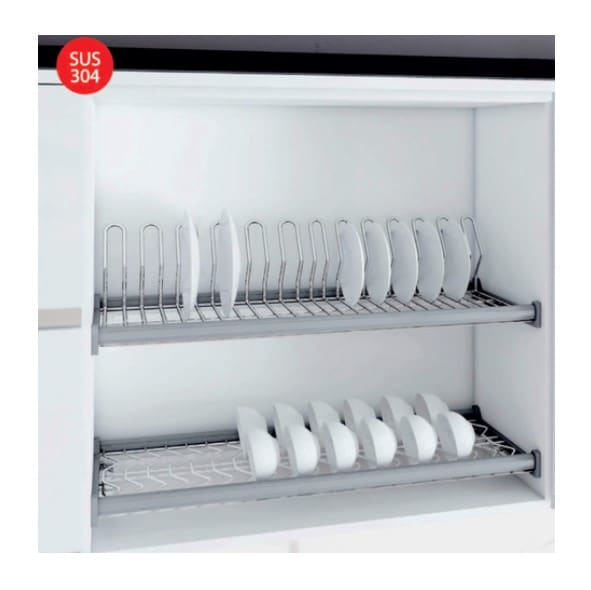 Giá bát đĩa cố định 2 tầng khung nhôm nan oval (Quả Trám) Inoxen EV8070 Giá bát đĩa cố định 2 tầng khung nhôm nan oval (Quả Trám) Inoxen EV8070