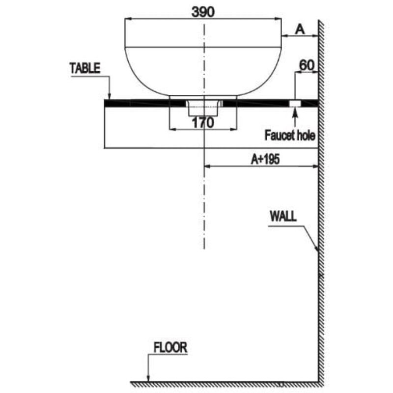 Kích thước chậu Lavabo đặt bàn Sapporo 585 Hafele 588.79.030 Kích thước chậu Lavabo đặt bàn Sapporo 585 Hafele 588.79.030