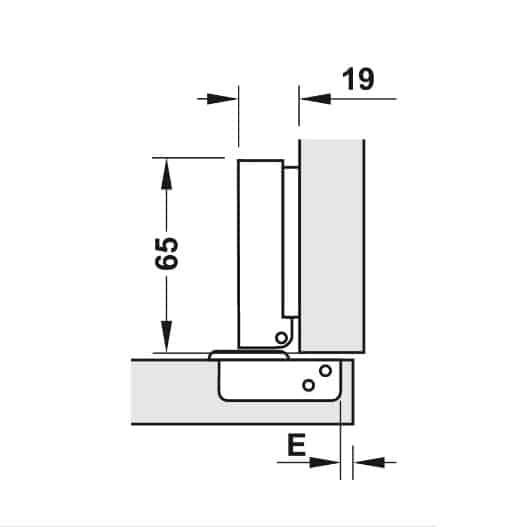 Kích thước của Bản lề giảm chấn Hafele -thẳng 315.30.721 Kích thước của Bản lề giảm chấn Hafele -thẳng 315.30.721