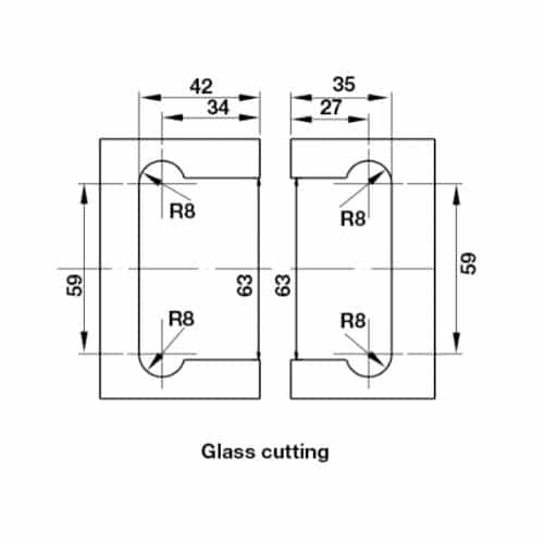 Kích thước của Bản lề kính - kính 135º màu đen Hafele 981.77.905 Kích thước của Bản lề kính - kính 135º màu đen Hafele 981.77.905