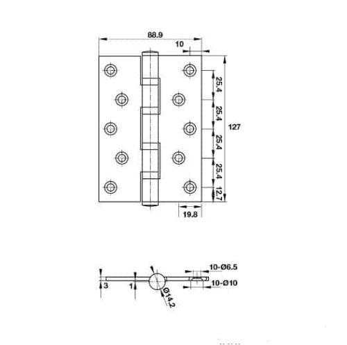 Bản lề lá 2 vòng bi 80Kg Hafele 926.41.288 3 Kích thước của Bản lề lá 2 vòng bi 80Kg Hafele 926.41.288