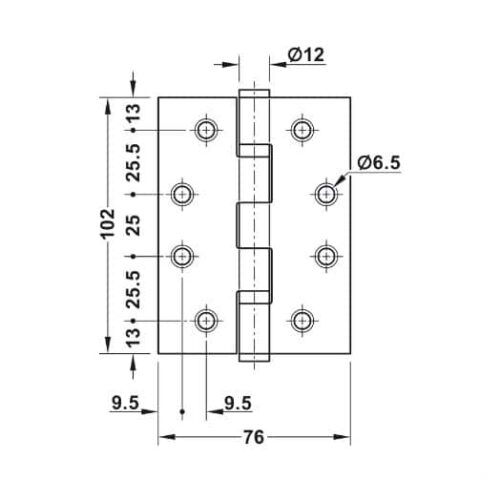 Bản lề lá chống cháy 2 vòng bi 120Kg Hafele 926.98.040 3 Kích thước của Bản lề lá chống cháy 2 vòng bi 120Kg Hafele 926.98.040