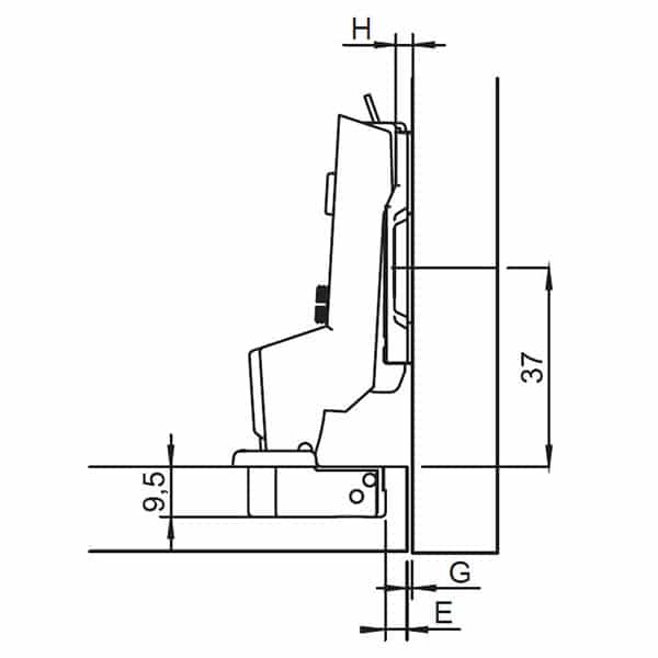 Kích thước của Bản lề lọt lòng Metalla SM 95º Mini Hafele 311.04.442 Kích thước của Bản lề lọt lòng Metalla SM 95º Mini Hafele 311.04.442