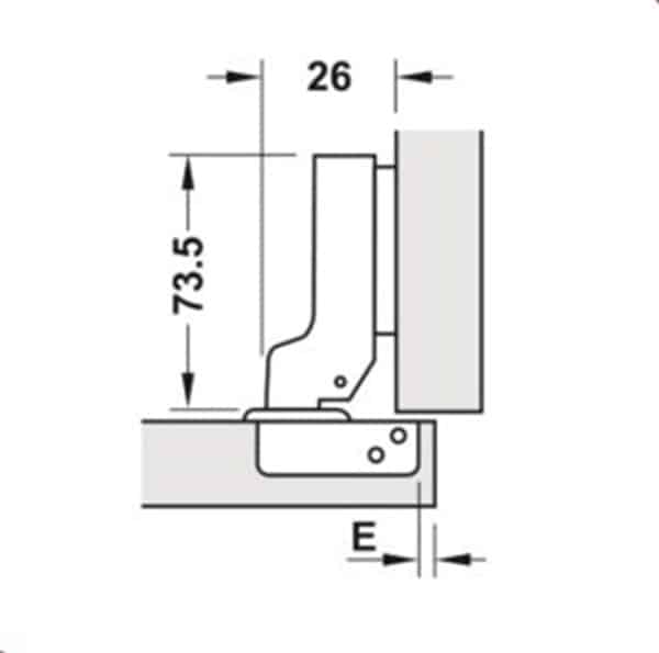 Kích thước của Bản lề Metalla SM không bật 110° trùm nửa Hafele 315.18.301 Kích thước của Bản lề Metalla SM không bật 110° trùm nửa Hafele 315.18.301