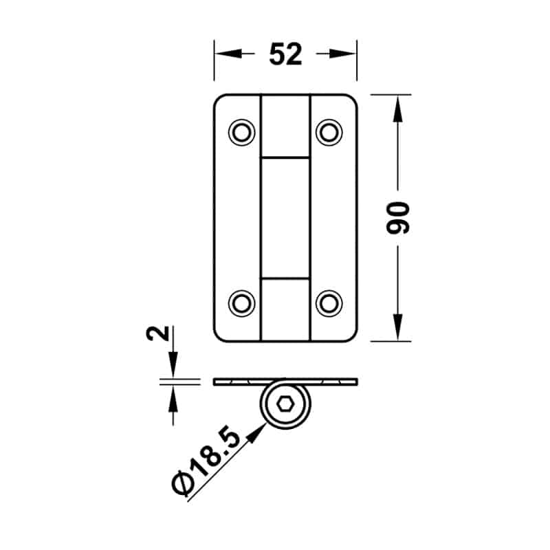 Kích thước của Bản lề nhà vệ sinh công cộng Hafele 988.98.091 Kích thước của Bản lề nhà vệ sinh công cộng Hafele 988.98.091