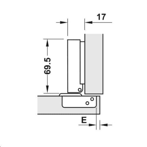 Bản lề trùm ngoài Metalla SM 110° giảm chấn Hafele 315.11.750 3 Kích thước của Bản lề trùm ngoài Metalla SM 110° giảm chấn Hafele 315.11.750