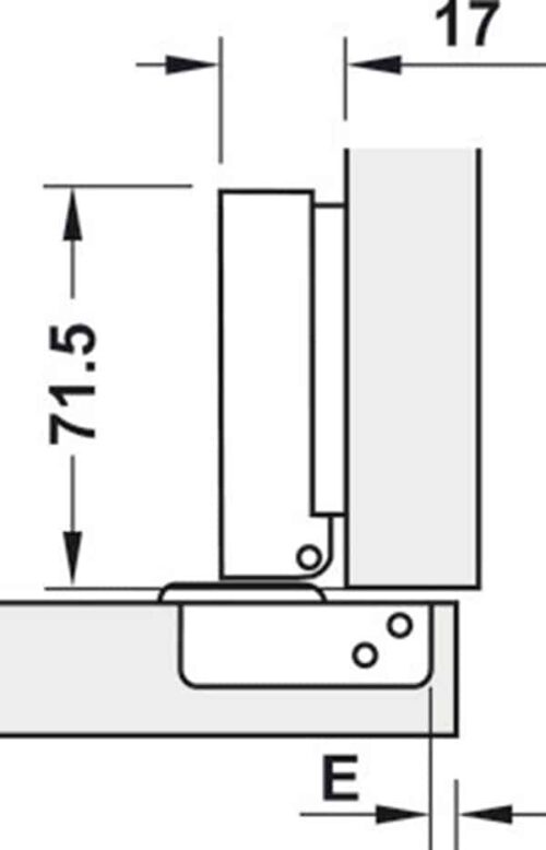 Bản lề trùm ngoài Metalla SM 95º Mini Hafele 311.04.440 3 Kích thước của Bản lề trùm ngoài Metalla SM 95º Mini Hafele 311.04.440