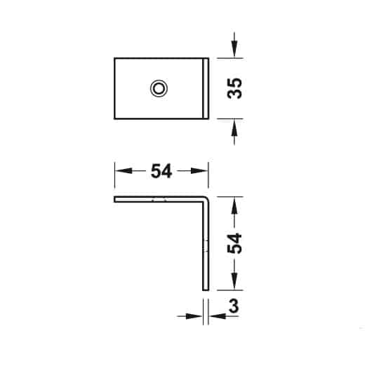 Kích thước của Bas gắn tường 90° Hafele 988.98.020 Kích thước của Bas gắn tường 90° Hafele 988.98.020