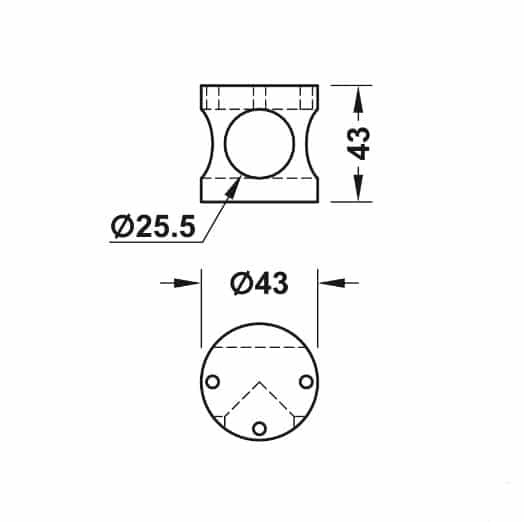 Kích thước của Bas nối chữ T nhà vệ sinh công cộng Hafele 988.98.070 Kích thước của Bas nối chữ T nhà vệ sinh công cộng Hafele 988.98.070