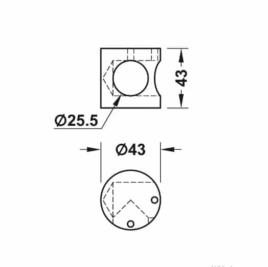 Kích thước của Bas nối Hafele góc 90 Hafele 988.98.060 Kích thước của Bas nối Hafele góc 90 Hafele 988.98.060