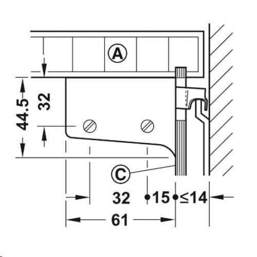 Bas treo tủ tường 130Kg Hafele 290.00.740 3 Kích thước của Bas treo tủ tường 130Kg Hafele 290.00.740