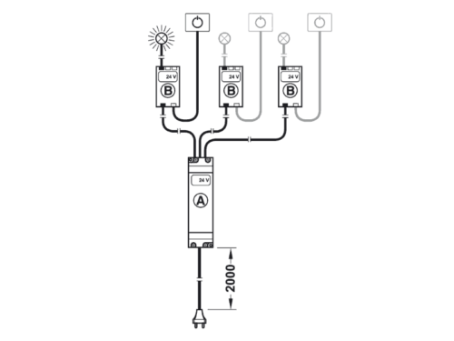 Bộ chia đèn Led 24V 3 ngõ ra Hafele 833.77.723 3 Bộ chia đèn Led 24V 3 ngõ ra Hafele 833.77.723
