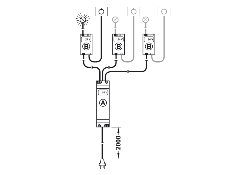 Bộ chia đèn Led 24V 3 ngõ ra Hafele 833.77.723 Bộ chia đèn Led 24V 3 ngõ ra Hafele 833.77.723