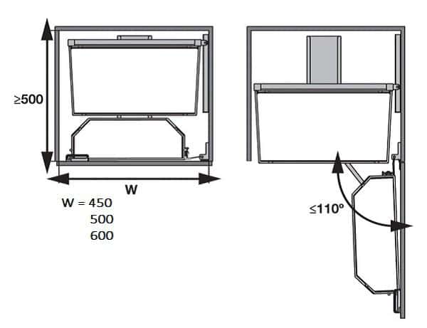 Kích thước của Bộ đựng thực phẩm 6 tầng 500/1700mm TANDEM ARE Hafele 545.93.433 Kích thước của Bộ đựng thực phẩm 6 tầng 500/1700mm TANDEM ARE Hafele 545.93.433