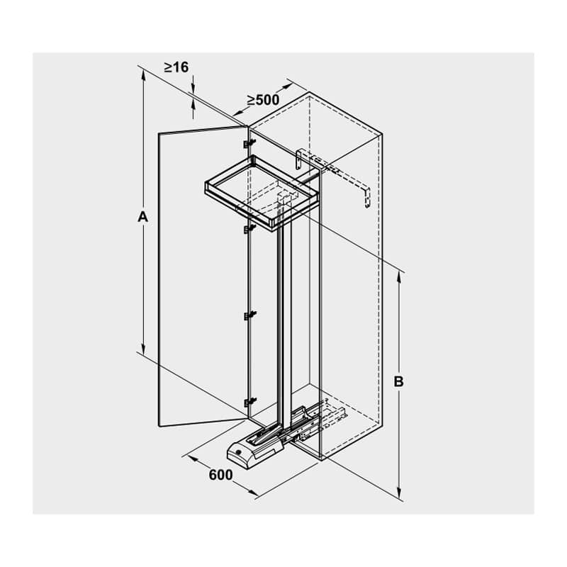Kích thước của Bộ kệ 5 tầng Convoy Lavido 450mm Hafele 549.63.494 Kích thước của Bộ kệ 5 tầng Convoy Lavido 450mm Hafele 549.63.494