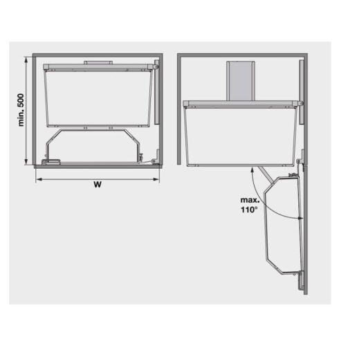 Bộ kệ đựng thực phẩm 6 tầng 600/1700mm TANDEM ARE Hafele 545.93.435 3 Kích thước của Bộ kệ đựng thực phẩm 6 tầng 600/1700mm TANDEM ARE Hafele 545.93.435