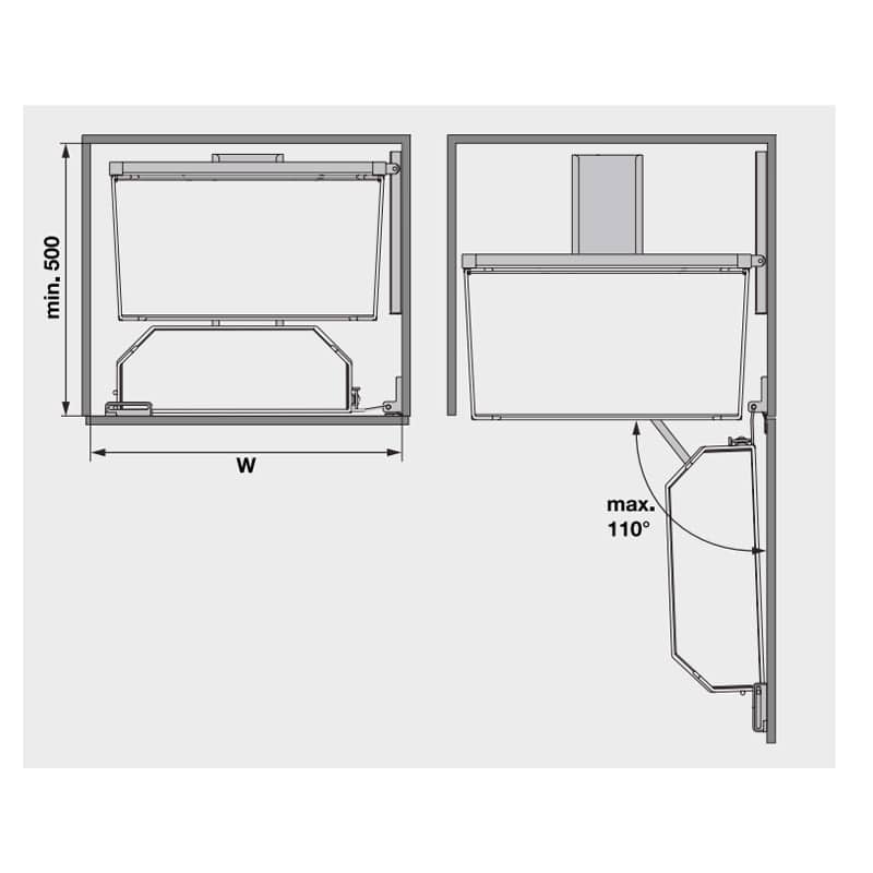 Kích thước của Bộ kệ đựng thực phẩm 6 tầng 600/1700mm TANDEM ARE Hafele 545.93.435 Kích thước của Bộ kệ đựng thực phẩm 6 tầng 600/1700mm TANDEM ARE Hafele 545.93.435