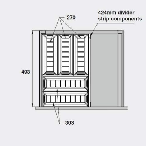 Bộ khay chia ngăn kéo bằng inox Hafele 552.52.390 3 Kích thước của Bộ khay chia ngăn kéo bằng inox Hafele 552.52.390