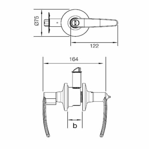 Bộ khóa tay nắm cửa đi Hafele 489.10.186 3 Kích thước của Bộ khóa tay nắm cửa đi Hafele 489.10.186