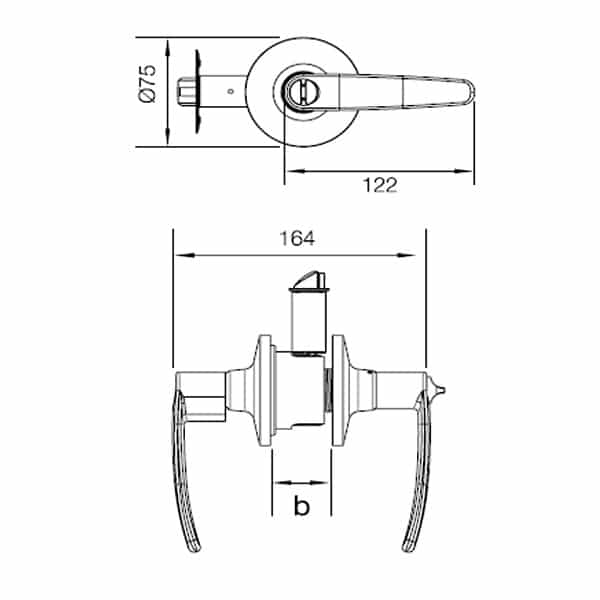Kích thước của Bộ khóa tay nắm cửa đi Hafele 489.10.186 Kích thước của Bộ khóa tay nắm cửa đi Hafele 489.10.186