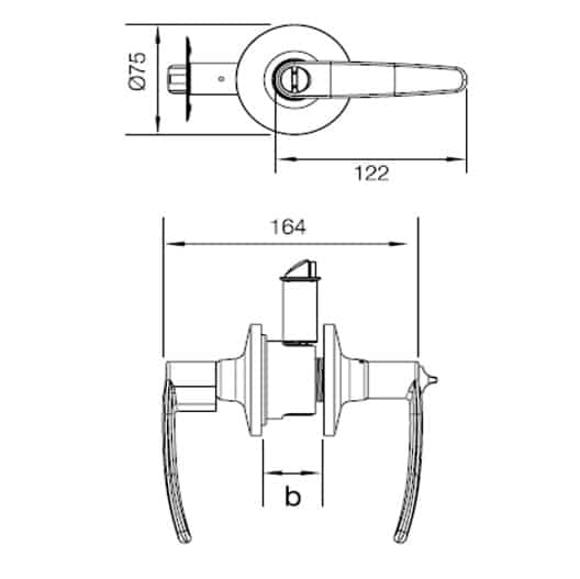 Kích thước của Bộ khóa tay nắm cửa đi Hafele 489.10.187 Kích thước của Bộ khóa tay nắm cửa đi Hafele 489.10.187