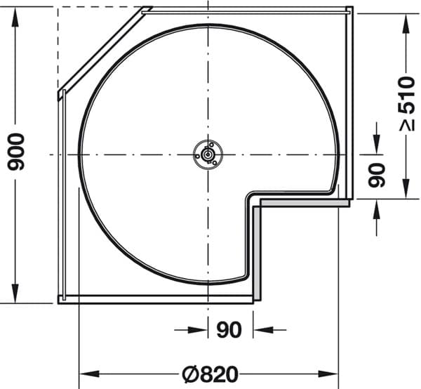 Bộ mâm xoay 2 tầng 270 độ 900mm Hafele 542.31.650 Bộ mâm xoay 2 tầng 270 độ 900mm Hafele 542.31.650