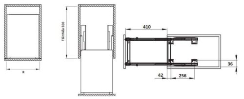 Bộ rổ dao thớt, chai lọ Sonata Hafele 549.20.211 mạ chrome 3 Kích thước của Bộ rổ dao thớt, chai lọ Sonata Hafele 549.20.211 mạ chrome