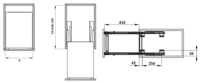 Kích thước của Bộ rổ dao thớt, chai lọ Sonata Hafele 549.20.211 mạ chrome Kích thước của Bộ rổ dao thớt, chai lọ Sonata Hafele 549.20.211 mạ chrome