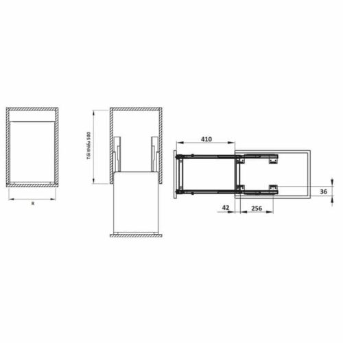 Bộ rổ dao thớt, chai lọ Sonata Hafele 549.20.214 mạ chrome 3 Kích thước của Bộ rổ dao thớt, chai lọ Sonata Hafele 549.20.214 mạ chrome