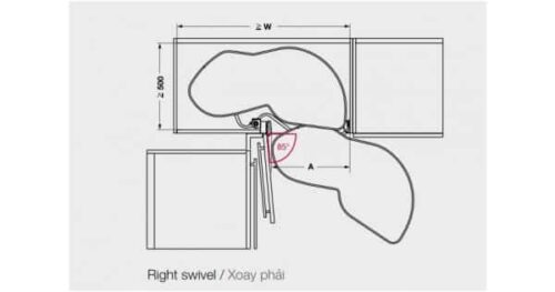 Bộ rổ góc Lemans II Hafele 541.29.480, màu đen 3 Kích thước của Bộ rổ góc Lemans II Hafele 541.29.480, màu đen