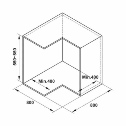 Bộ rổ góc xoay 270 độ Mezzo Hafele 548.37.010 Inox 304 3 Kích thước của Bộ rổ góc xoay 270 độ Mezzo Hafele 548.37.010 Inox 304