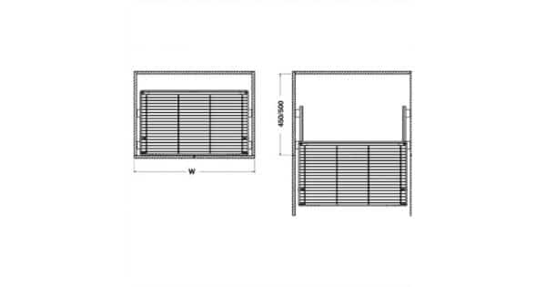Kích thước của Bộ rổ kéo Hafele 549.03.134 cho tủ bếp dưới rộng 600mm Kích thước của Bộ rổ kéo Hafele 549.03.134 cho tủ bếp dưới rộng 600mm