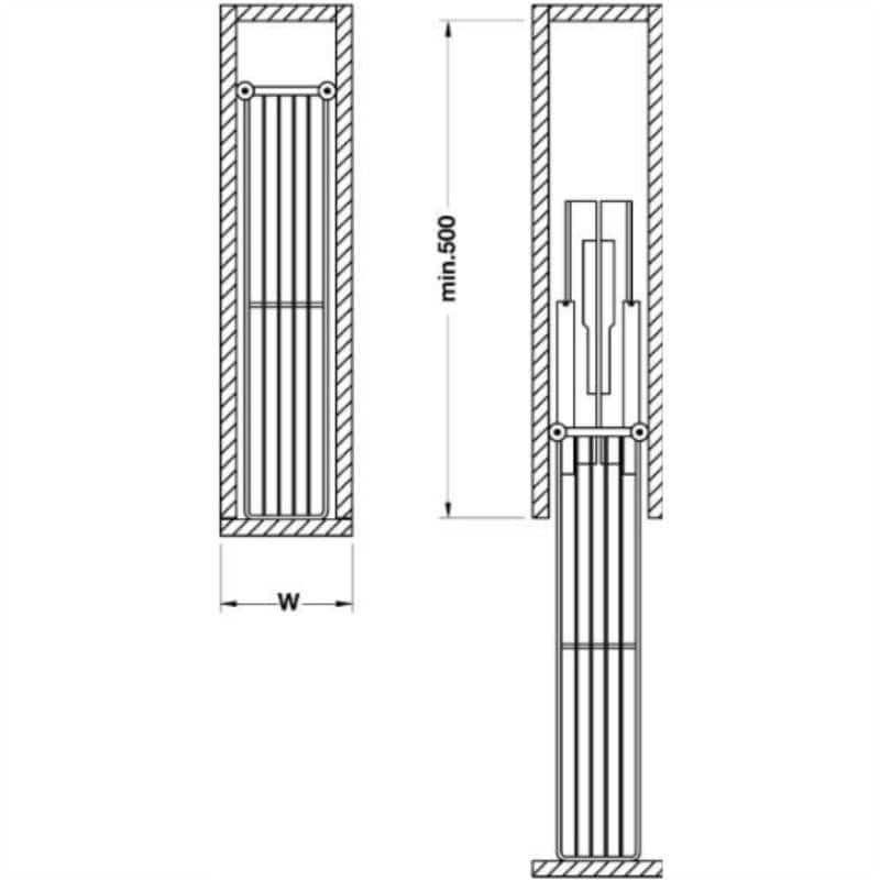 Kích thước của Bộ rổ kéo Hafele 549.34.022 cho tủ hẹp 150mm Kích thước của Bộ rổ kéo Hafele 549.34.022 cho tủ hẹp 150mm