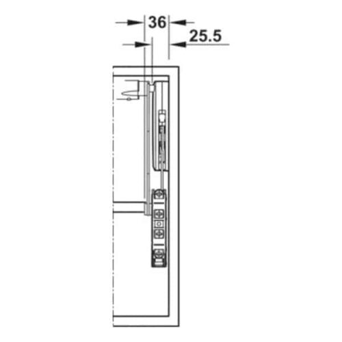 Bộ tay nâng Free Up Hafele 493.05.805 nắp xám 3 Kích thước của Bộ tay nâng Free Up Hafele 493.05.805 nắp xám