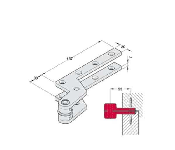 Bộ trục kẹp cửa 1 chiều Hafele 932.10.420 Bộ trục kẹp cửa 1 chiều Hafele 932.10.420
