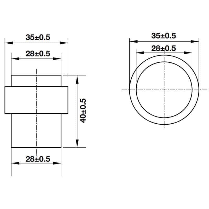 Kích thước của Chặn cửa gắn sàn Hafele 937.56.403 Kích thước của Chặn cửa gắn sàn Hafele 937.56.403