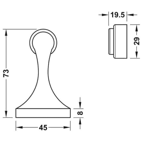 Chặn cửa nam châm Hafele 938.23.024 3 Kích thước của Chặn cửa nam châm Hafele 938.23.024