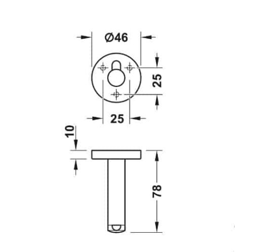 Chặn cửa nhà vệ sinh công cộng Hafele 988.98.160 3 Kích thước của Chặn cửa nhà vệ sinh công cộng Hafele 988.98.160